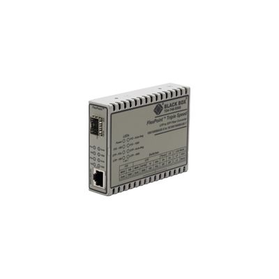 Black Box LMC1017A-SFP Gigabit Ethernet (1000-Mbps) Media Converter - 10/100/1000-Mbps Copper to 100/1000-Mbps Fiber SFP, North America Power Supply