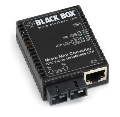 Black Box LMC4004A Micro Mini Gigabit Ethernet (1000-Mbps) Media Converter - 10/100/1000-Mbps Copper to 1000-Mbps Singlemode Fiber, 1310nm, 12km