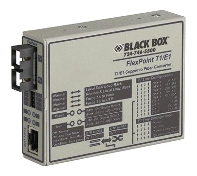 Black Box MT662A-MSC FlexPoint Managed T1/E1 Media Converter - T1/E1 Copper to Multimode Fiber, 1300nm, 5km, SC