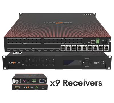 BZBGear BG-4K-VP99PRO 9x9 Seamless Matrix Kit with Nine Receivers