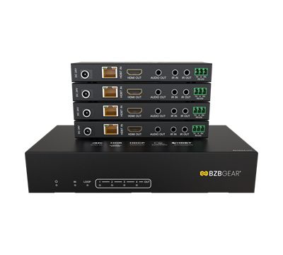 BZBGear BG-UDA-E14 1x4 HDBaseT Splitter Kit with Four Receivers