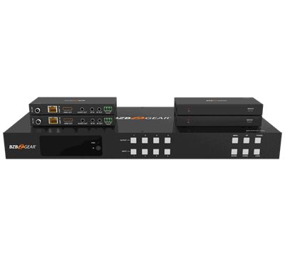 BZBGear BG-UM44-150L-KIT 4x4 HDBaseT Matrix Kit with Long-Range Receivers