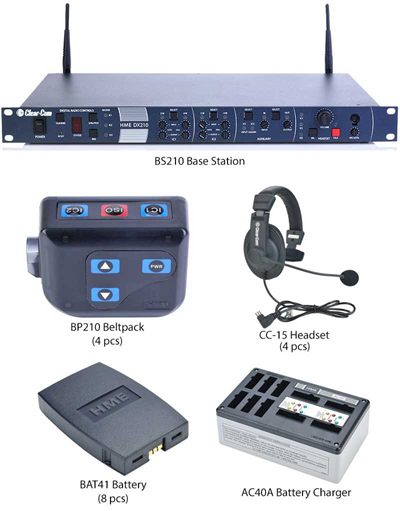 Clear-Com 4-Up DX210 System w/CC-15 Headsets
