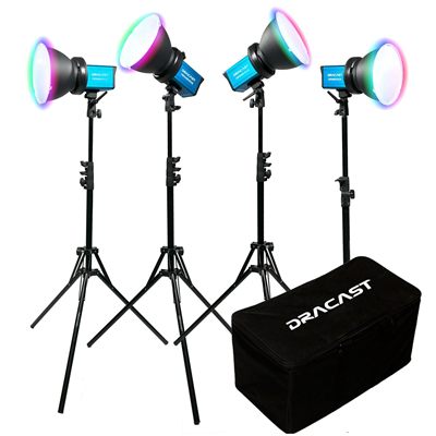 Dracast X Series M80 RGB and Bi-Color LED 4 Light Kit with Nylon Padded Travel Case
