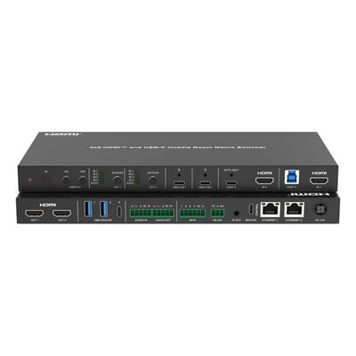 DVDO USBC-HDMI-PS-42-XL 4K 4x2 Presentation Switcher with USB-C & HDMI Inputs, Audio Input & Output, 2 LAN Ports