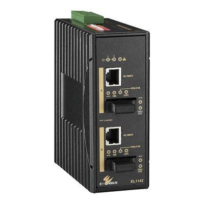 EtherWAN EL1142 2-Port 10/100BASE-TX +2-Port 100BASE-FX IEC 61850-3/IEEE 1613 Hardened Media Converter