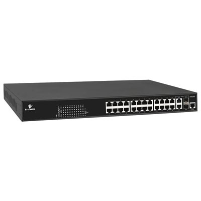 EtherWAN EX26262F V2 Managed 24-port Gigabit PoE + 2-port 100/1000 SFP Combo Ethernet Switch