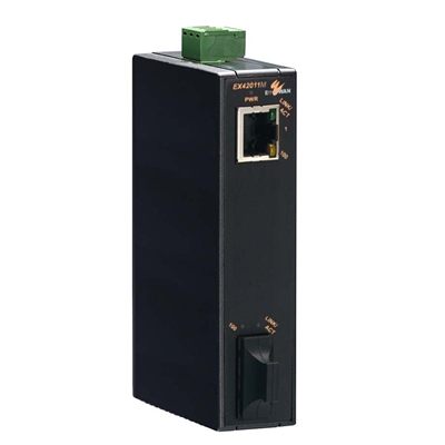 EtherWAN EX42011 10/100BASE-TX to 100BASE-FX Industrial Media Converter with 4kV surge protection