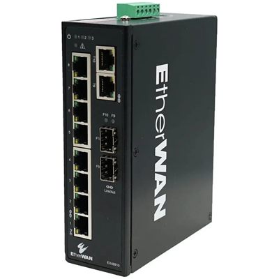 EtherWAN EX46910 Hardened Unmanaged 8-Port Gigabit PoE and 2-Port Gigabit RJ45/SFP Combo Ethernet Switch
