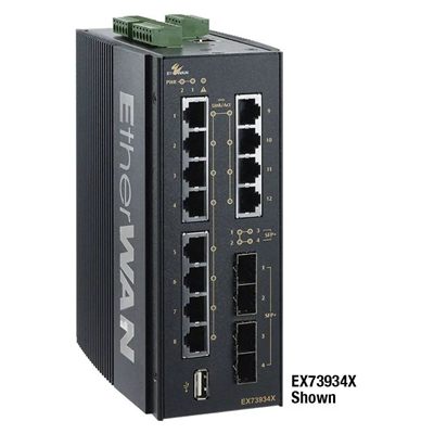 EtherWAN EX73900X Series Hardened Managed 12-Port Gigabit and 4-Port 10G SFP+ Ethernet Switch