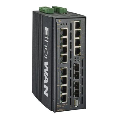 EtherWAN EX78900X Series Hardened Managed 12-Port Gigabit PoE and 4-Port 10G SFP+ Ethernet Switch