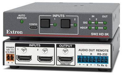 Extron SW2 HD 8K Two Input 8K HDMI Switcher with Audio De-embedding