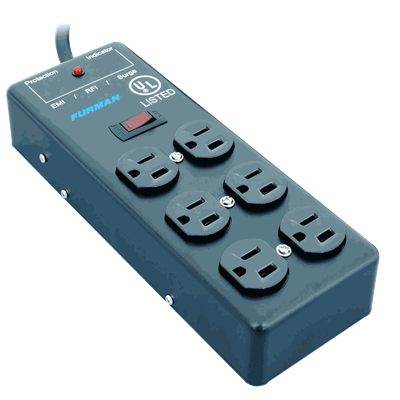 Furman SS-6B Pro Plugs 6-Outlet Power Conditioner Block with Surge Protection & EMI/RFI Filtration