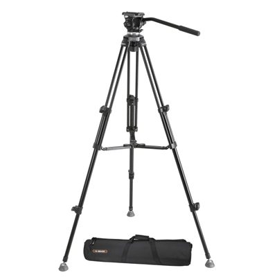 Ikan 2-Stage Aluminum 65mm Fluid Head Tripod Kit, 6.6 lbs Payload, (E-Image)
