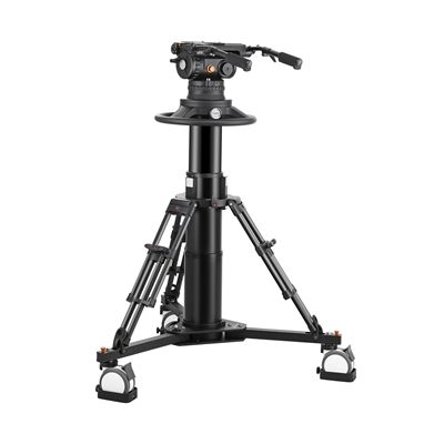 Ikan Pneumatic Carbon Fiber Pedestal with 6-Bolt Flat-Base Fluid Head, 138.6 lbs Payload, with Adjustable Counterbalance and Drag (E-Image)