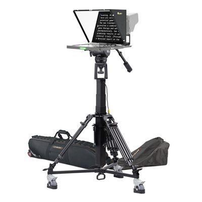 Ikan 19in 4:3 Teleprompter, Motorized Pedestal & Dolly Turnkey