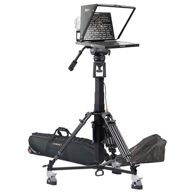 Ikan 19in Widescreen Teleprompter, Motorized Pedestal & Dolly Turnkey