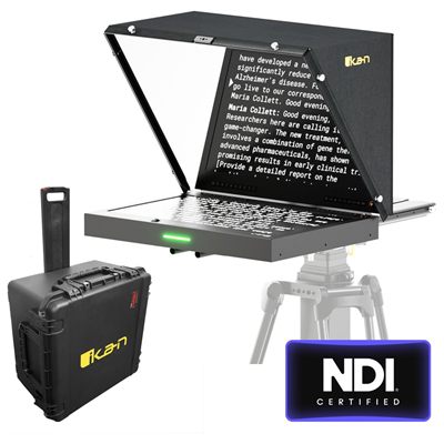 Ikan Aura 19" POE++ Teleprompter with Full NDI Encoding/Decoding and IP Tally Light + Travel Kit