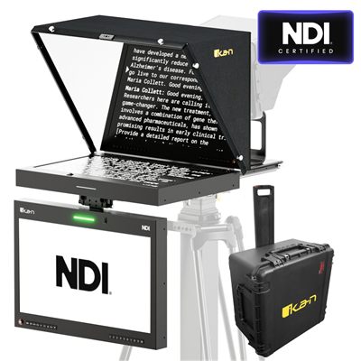 Ikan Aura 19" POE++ NDI Teleprompter and NDI Talent Monitor with Full NDI Encoding/Decoding and IP Tally Light + Travel Kit