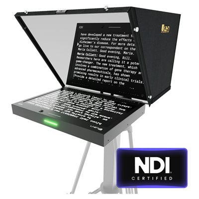 Ikan Aura 19" PTZ POE++ NDI Teleprompter with Full NDI Encoding/Decoding and IP Tally Light