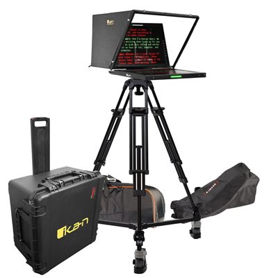 Ikan 19" Widescreen PTZ 3G-SDI Teleprompter, Tripod and Dolly Turnkey, Travel Kit