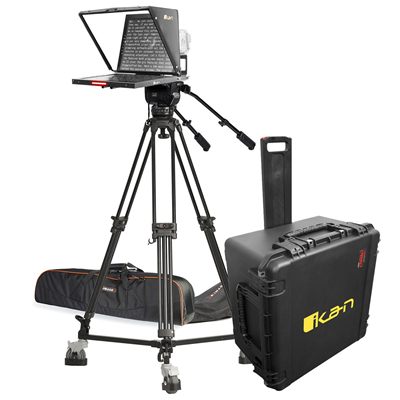 Ikan 19" Widescreen Teleprompter, Tripod and Dolly Turnkey, Travel Kit