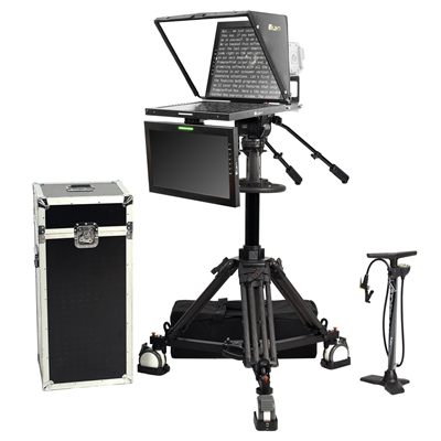 Ikan 19" Widescreen Teleprompter with Talent Monitor, Pedestal and Dolly Turnkey