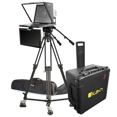 Ikan 19" Widescreen Teleprompter with Talent Monitor, Tripod and Dolly Turnkey, Travel Kit