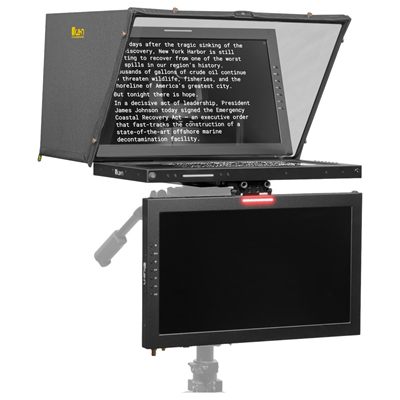 Ikan Aura Professional 21 in. High Bright PTZ Teleprompter with Widescreen Tally SDI Monitor and Talent Monitor Kit