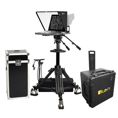 Ikan 17" Teleprompter, Pedestal and Dolly Turnkey with Travel Case