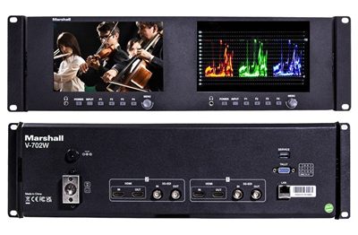 Marshall Electronics V-702W Dual 7 Inch Rackmount Monitor with Waveform and Vectorscope