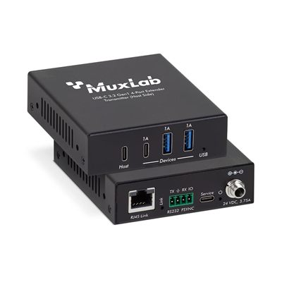 MuxLab 500534 USB-C 3.2 Gen1 4-Port Extender Kit, 100m