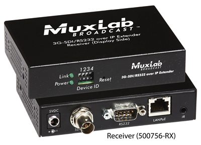MuxLab 500756 3G-SDI /RS232 over IP Receiver with PoE