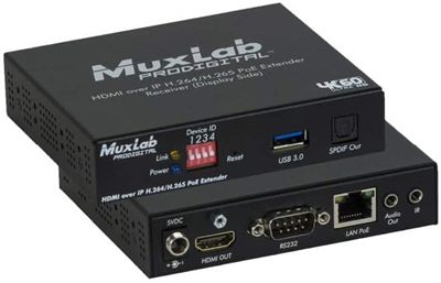 MuxLab 500762 HDMI over IP H264/H265 PoE Receiver, 4K60