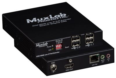 MuxLab 500772 KVM HDMI over IP PoE Receiver, UHD-4K