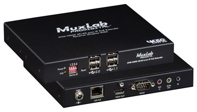 MuxLab 500800 KVM HDMI over IP PoE Receiver, 4K/60