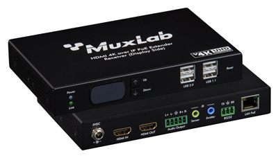 MuxLab 500850 KVM HDMI over IP PoE Receiver Deluxe,4K/30