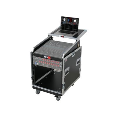 PRO X T-12MRSS13ULT 13U Top Mixer Audio Console DJ 12U Front Rack Combo Flight Case W Laptop Shelf and Casters