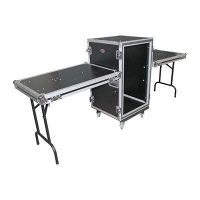 PRO X T-18RSPWDT 18U Vertical Shockproof Rack Case 20 In Deep W-Side Tables and Casters