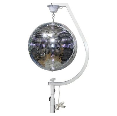 PRO X X-MB20STAND White 16-20" C Shaped Mirror Ball Free Standing Hook fits 1-3/8" 35mm pole with 1 RPM Motor