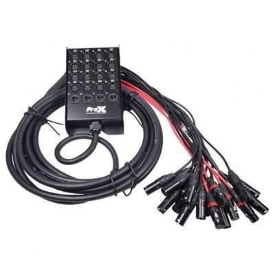PRO X 25 Ft - 100 Ft XLR Stage Recording Extension Box Snake 16 XLR-F Send Inputs 4 XLR-M Effects Return