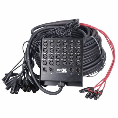 PRO X XC-SB244XLR150 150 Ft. XLR Stage Recording Extension Box Snake 24 XLR-F Send Inputs 4 XLR-M Effects Return