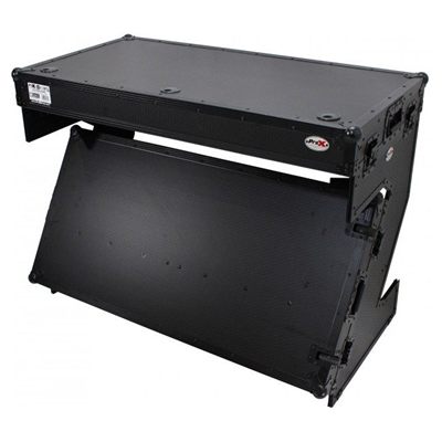PRO X XS-ZTABLEBL MK2 DJ Z-Table Folding DJ Table Mobile Workstation Flight Case Style with Handles and Wheels - Black Finish