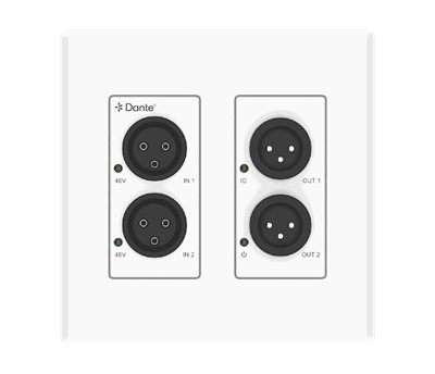 VigilLink VLDT-XL22WPUS 2x2 XLR Dante Wall Plate Converter, US 2-Gang