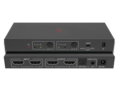 VigilLink VLMX-0202E 2x2 HDMI 2.0 Matrix Switcher with Audio Extraction