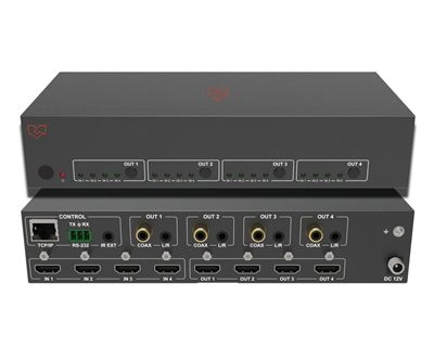 VigilLink VLMX-0404E 4x4 HDMI 2.0 Matrix Switcher with Scaling and Display Control