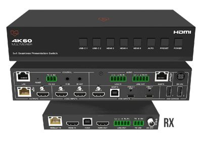 VigilLink VLPT-51HT70 5x1 Seamless Presentation Switcher with Dante and HDBaseT 3.0
