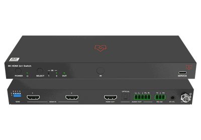 VigilLink VLSW-2x18KA 2x1 HDMI 2.1 Switcher with Audio De-Embedding and Signal Generator