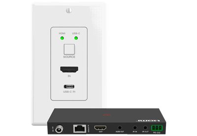 VigilLink VLWP-UHCI150-TR 2x1 USB-C and HDMI HDBaseT Wall Plate with Receiver, 120m