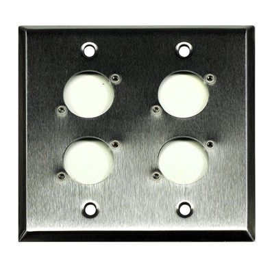 Whirlwind WP2/4H Wall Plate, Punched for Four Whirlwind XLRs